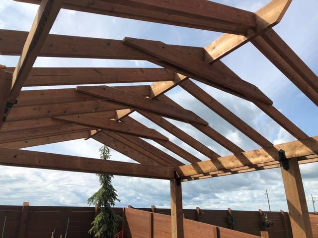 Prestige Woodworks - Christian Neudecker - Gable Wood Pregola In Construction